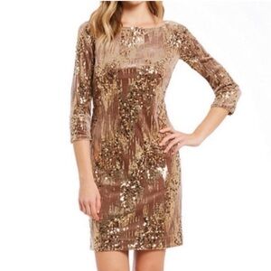 Eliza J Gold Embellished Sequin Dress